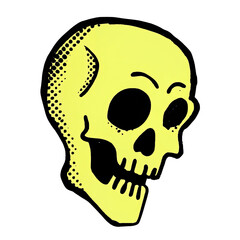 Illustrated yellow skull horror Halloween head skeleton
