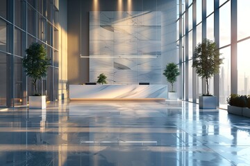 Flawless Visual of Modern Office Lobby with a Reception Desk