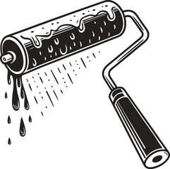 Paint roller and brush vector icons, tools and equipment symbols for business illustration