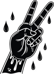 Rock musician's hand playing a black electric bass guitar with metal strings