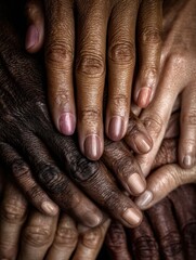 Fototapeta premium Diverse Hands Covered In Glitter