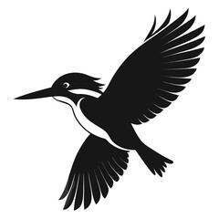 Kingfisher flying vector clean black silhouette design white background