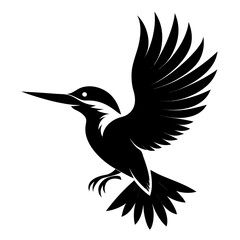 Kingfisher flying vector clean black silhouette design white background