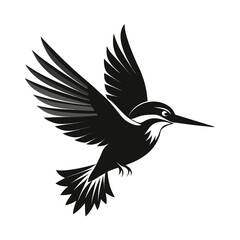 Kingfisher flying vector clean black silhouette design white background