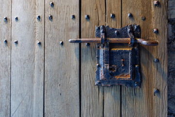 Bolt on a medieval door in Ghent, Belgium