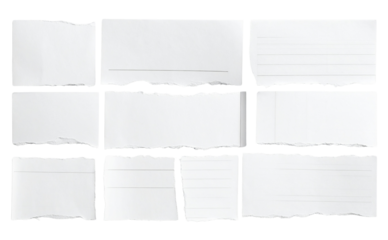 ripped element set of torn paper edges isolated with clipping path on white background. torn paper texture, ripped of paper designs and jagged paper edges create a raw, artistic look