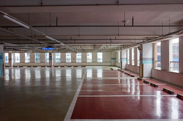 The view of the parking lot in Korea.
