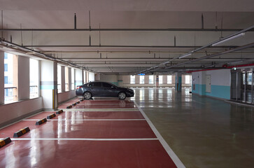 The view of the parking lot in Korea.
