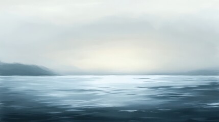 Obraz premium Serene Ocean View with Gentle Waves Under a Soft Cloudy Sky