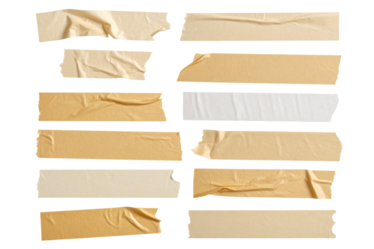 Collection of blank yellow paper mockup crumpled stickers, white paper, adhesive or labels, wrinkled plastic stickers, blank template of labels or price tags. clipping path.