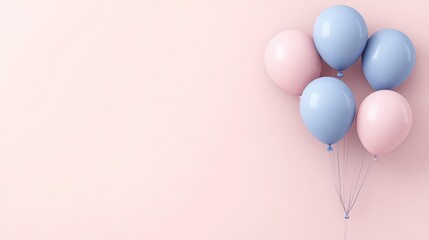 Colorful Balloons on Soft Pink Background for Celebratory Events