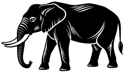 Fototapeta premium Minimal black silhouette of elephant, side profile, vector clean outline