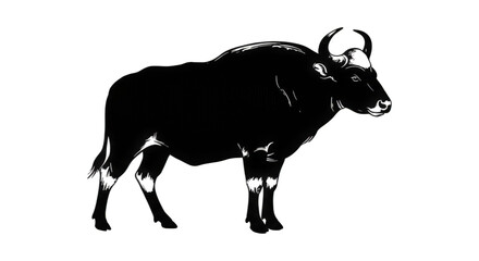 Obraz premium Majestic Bison Silhouette Standing Proudly in a Wilderness Landscape