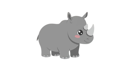 Obraz premium Cute Cartoon Baby Rhinoceros Illustration for Childrens Books and Educational Content