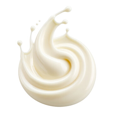 A dynamic splash of smooth, creamy mayonnaise isolated on a white background, emphasizing its rich texture and fluid motion&mdash;perfect for culinary or advertising designs