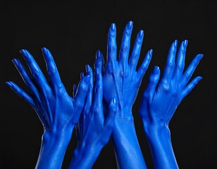 Intricate blue hand choreography against a stark backdrop evoking otherworldly realms
