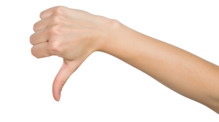 Woman hand shows thumbs down isolated on white background, with clipping path. Five fingers. Full Depth of field. Focus stacking. PNG
By uv_group