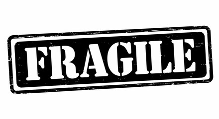 Fragile grunge rubber stamp, distressed warning label vector illustration.