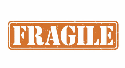 Fragile grunge rubber stamp vector illustration, distressed shipping label design.