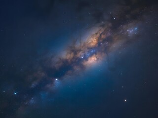 Fototapeta premium Blue Orange Milky Way Galaxy Background | Sci-Fi Star Sky 