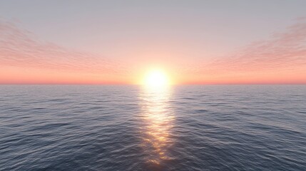 Obraz premium Tranquil Ocean Sunset Over Calm Waters with Golden Reflection