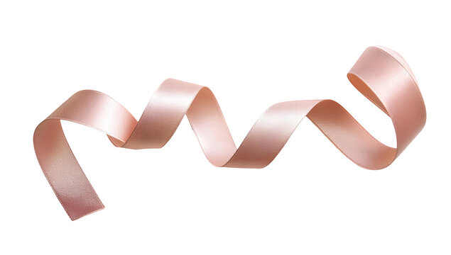A blush pink ribbon, elegantly curved, against a black background - Powered by Adobe