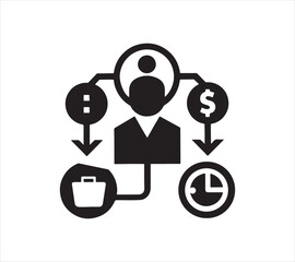 Business analysis with time management skills and sales forecast with project workflow illustration