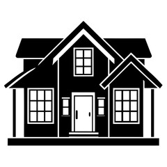 House Front View clean black silhouette design white background