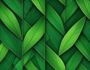 Lush foliage interplay creating vibrant green natural mosaic composition art