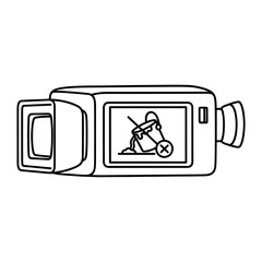 Vector  outline of a camcorder displaying a no painting prohibition symbol on transparent background