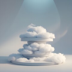 Cloud podium minimalist modern background copy space mockup clean aesthetic dreamy fantasy pedestal