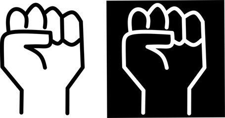 Fist icon in black and white variations, symbolizing power, protest, solidarity, or strength. Ideal for activism, empowerment, or social justice-themed design.