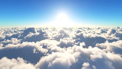 Naklejka premium Vast expanse of clouds with a bright sun
