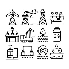 oil industry icons set