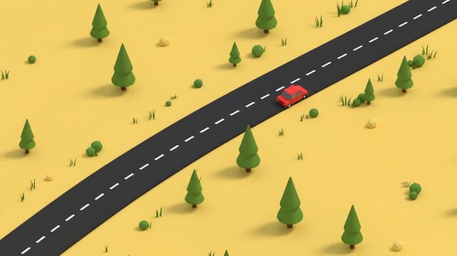 Minimal 3D Animation of Road and Trees