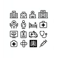 hospital themed icon set