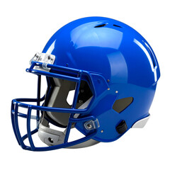 Fototapeta premium Angled Side View of Blue American Football Helmet with Chin Strap, Shadow Detail, Transparent PNG