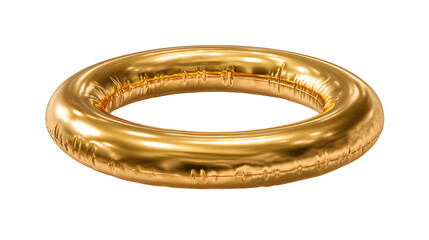 Golden Torus 3d rendered, isolated on transparent background