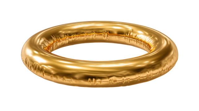 Golden Torus 3d rendered, isolated on transparent background - Powered by Adobe