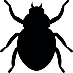 Black silhouette of a creepy spider, crab, and stag beetle insect art design, isolated on a white background