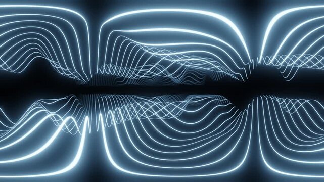 Glowing Blue Wave Patterns in Abstract Design 360 vr looping animation