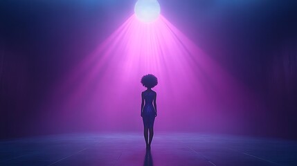 Silhouette of a person bathed in vibrant light.