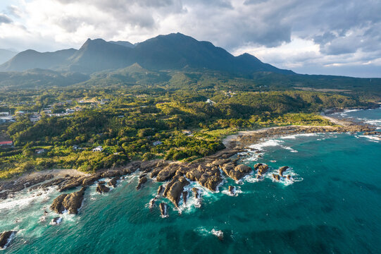 Aerial view of the eastern part of Yakushima Island, Kagoshima Prefecture, Japan, a World Heritage Site