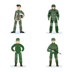 Fototapeta premium Various military personnel and pilot character design vectors set