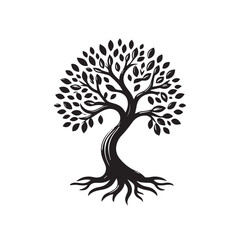 Stylized tree illustration with vibrant color palette