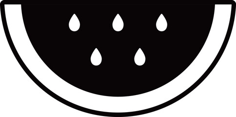 カットされたスイカのアイコン　モノトーン