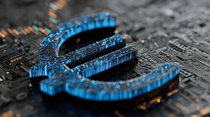 Glowing euro symbol made of electronic components is standing on a computer motherboard, representing the concept of digital euro, online payment and ecb's central bank digital currency