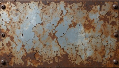 Weathered Metal Texture with Rust and Peeling Paint Vividly Detailed.