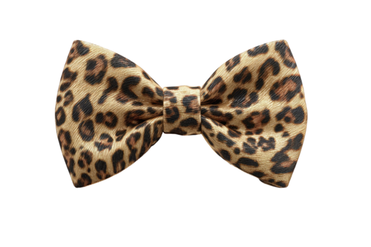 Leopard print bow tie, close-up