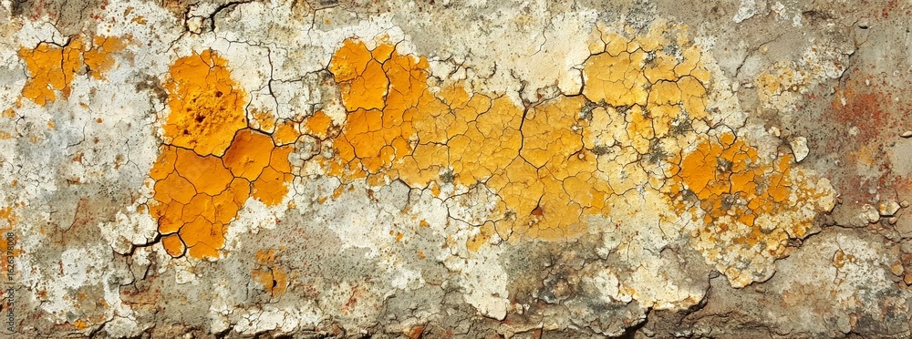 Aufkleber close up of weathered and peeling paint on an old wall displaying earthy tones and abstract patterns